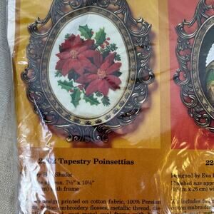 The Creative Circle Christmas Tapestry Poinsettias Embroidery Kit W/ Metal Frame